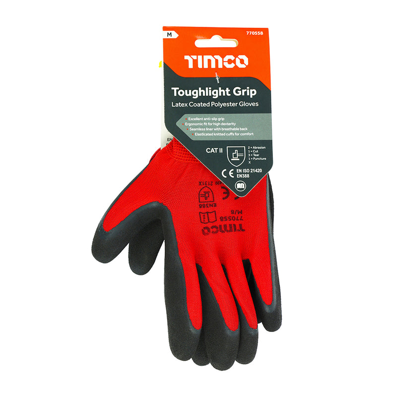 TIMCO Toughlight Grip Sandy Latex Coated Polyester Gloves - Large