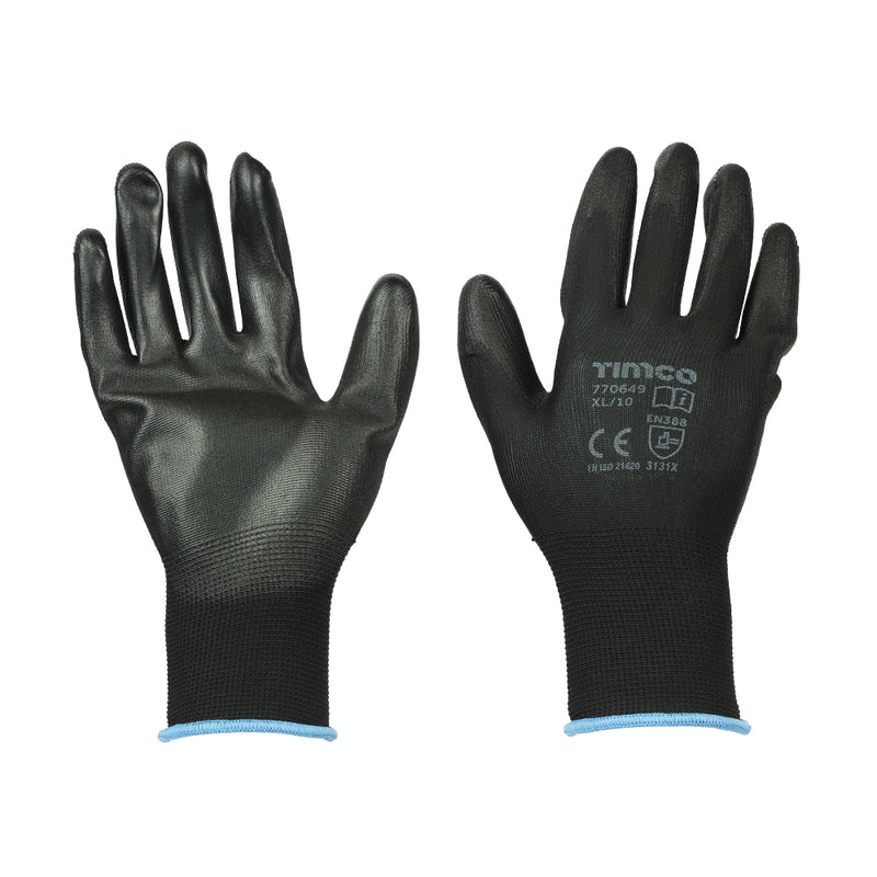 TIMCO Durable Grip PU Coated Polyester Gloves - Large