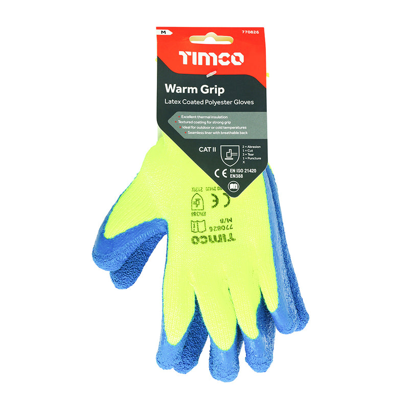 TIMCO Warm Grip Crinkle Latex Coated Polyester Gloves - Large