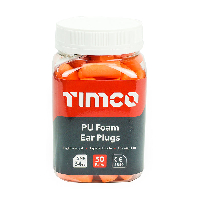 TIMCO Disposable PU Ear Plugs 200 Pairs - One Size