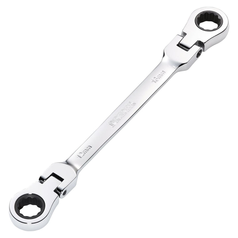 Draper HI-TORQ Metric Flexible Head Double Ring Ratchet Spanner, 12 x 13mm Draper - Town Tools