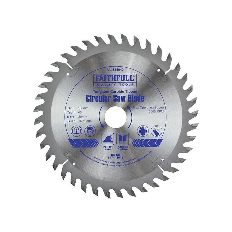 Faithfull TCT Circular Saw Blade 150 x 20mm x 40T POS Faithfull - RockBottom Northampton