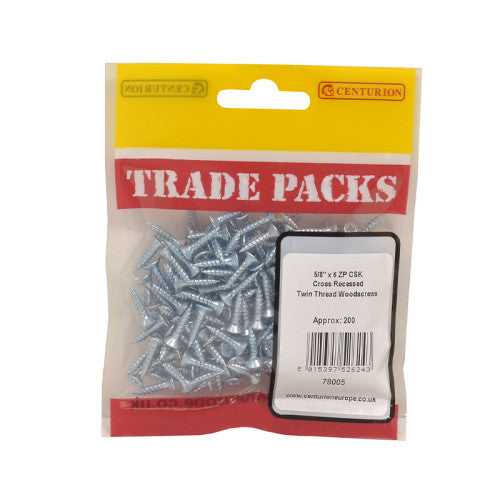 Pozi Twinthread Countersunk Woodscrews - Zinc Plated - 5/8" x 6 - (200 PK)