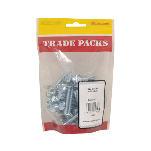 Roofing Bolts - Zinc Plated - M6 x 40mm - (40 PK)