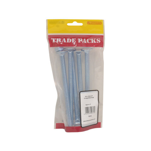 Cup Square Carriage Bolts & Nuts - Zinc Plated - M10 x 150mm - (5 PK)