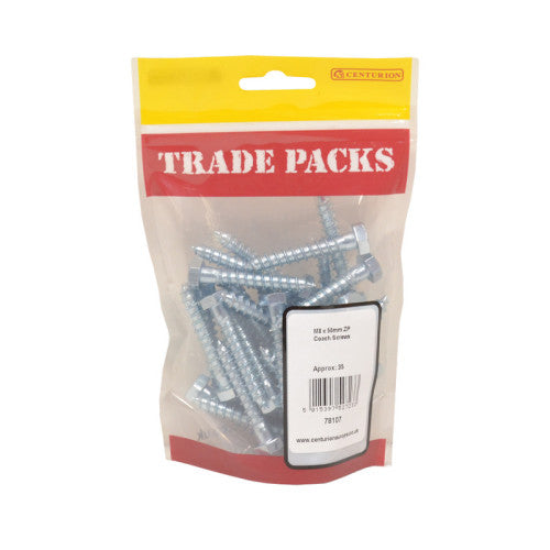 Coach Screws - Zinc Plated - M8 x 50mm - (35 PK)