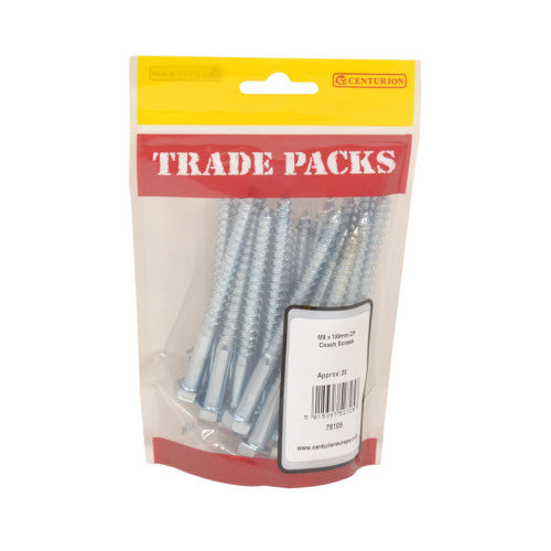 Coach Screws - Zinc Plated - M8 x 100mm - (20 PK)