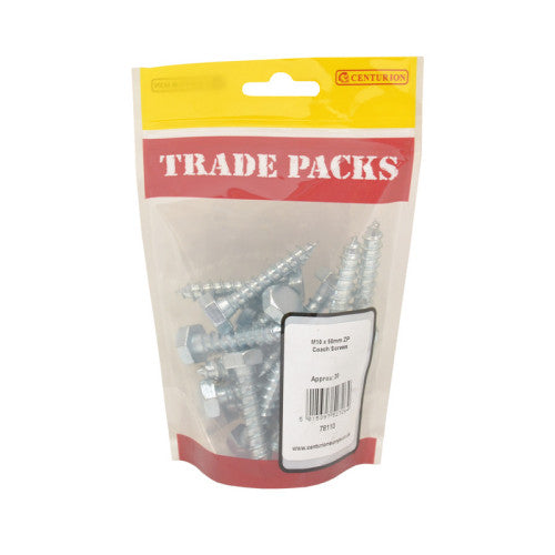 Coach Screws - Zinc Plated - M10 x 50mm - (20 PK)