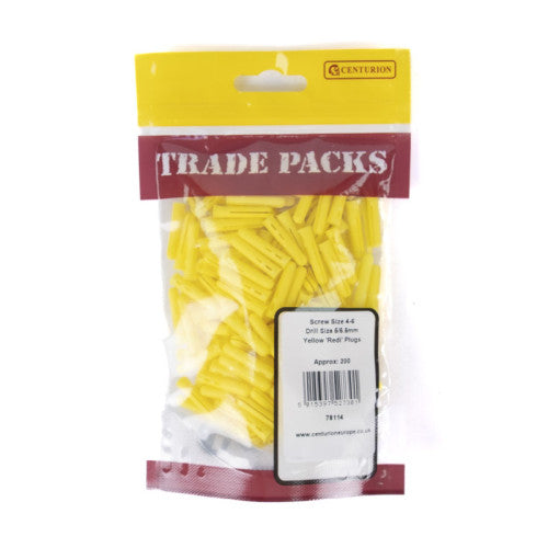 Wallplugs - Yellow - Screw Size 4-6 - (200 PK)