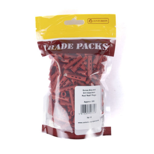 Wallplugs - Red - Screw Size 6-8 - (200 PK)