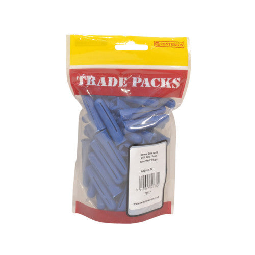 Wallplugs - Blue - Screw Size 14-18 - (50 PK)