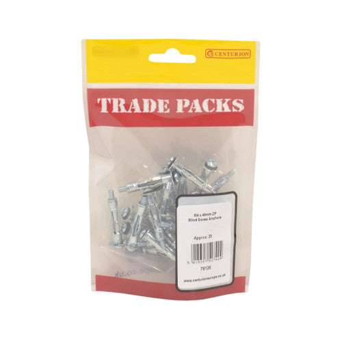 Blind Screw Anchors - Zinc Plated - M4 x 40mm - (25 PK)