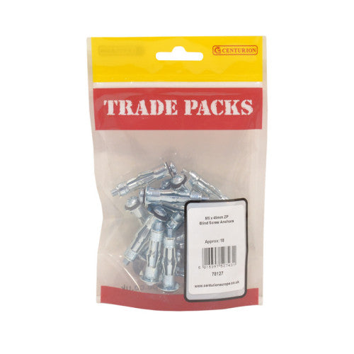 Blind Screw Anchors - Zinc Plated - M5 x 45mm - (18 PK)