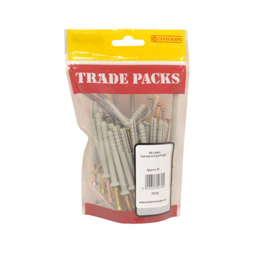 Hammer In Frame Fixings - Zinc Plated - M6 x 60mm - (50 PK)
