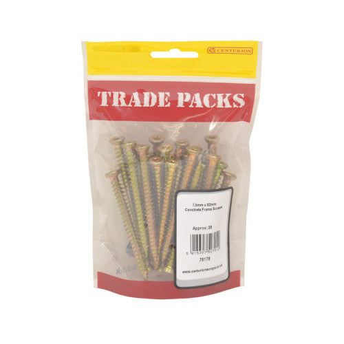 Concrete Frame Screws - Zinc Yellow Passivated - 7.5mm x 82mm - (28 PK)