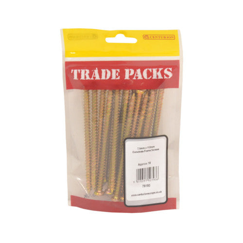 Concrete Frame Screws - Zinc Yellow Passivated - 7.5mm x 112mm - (18 PK)