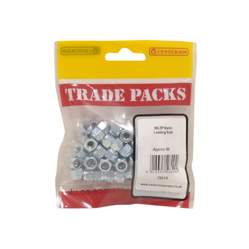 Nylon Locking Nuts - Zinc Plated - M6 - (60 PK)