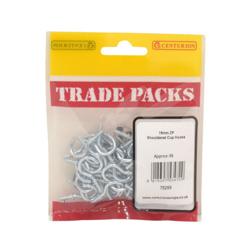Shouldered Cup Hooks - Zinc Plated - 19mm - (50 PK)
