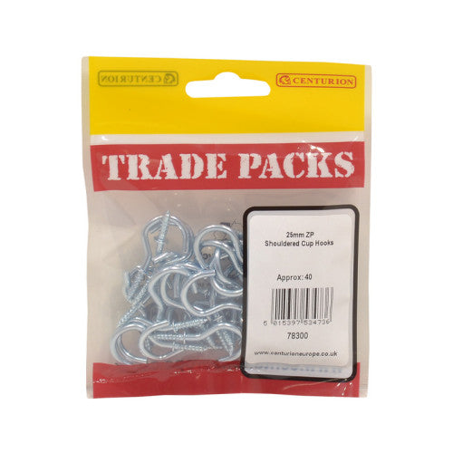 Shouldered Cup Hooks - Zinc Plated - 25mm - (40 PK)