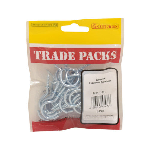 Shouldered Cup Hooks - Zinc Plated - 32mm - (30 PK)