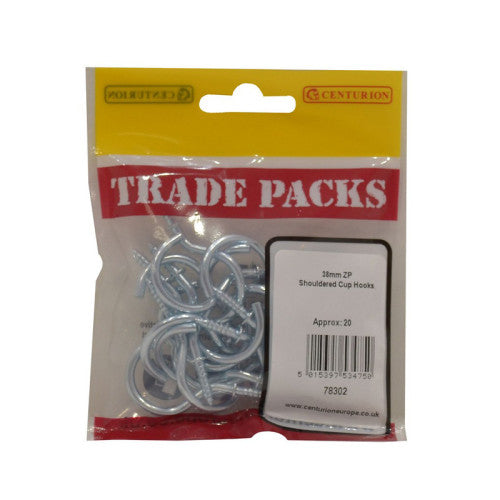 Shouldered Cup Hooks - Zinc Plated - 38mm - (20 PK)