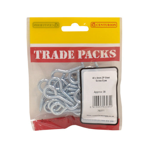 Steel Screw Eyes - Zinc Plated - 40 x 3.6mm - (30 PK)