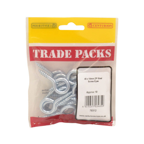 Steel Screw Eyes - Zinc Plated - 45mm x 4.3mm - (18 PK)