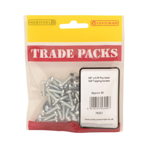 Pan Head Self Tapping Screws - Zinc Plated - 5/8" x 8 - (60 PK)