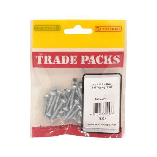 Pan Head Self Tapping Screws - Zinc Plated - 1" x 8 - (40 PK)