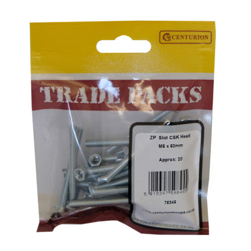 Machine Screws & Nuts - Zinc Plated - Slot CSK Head - M5 x 50mm - (20 PK)
