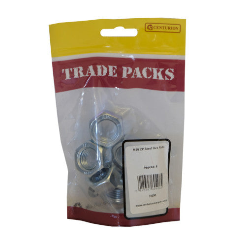 Steel Hex Nuts - Zinc Plated - M20 - Pack of 6