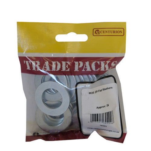 Flat Washers - Zinc Plated - M20 - Pack of 25
