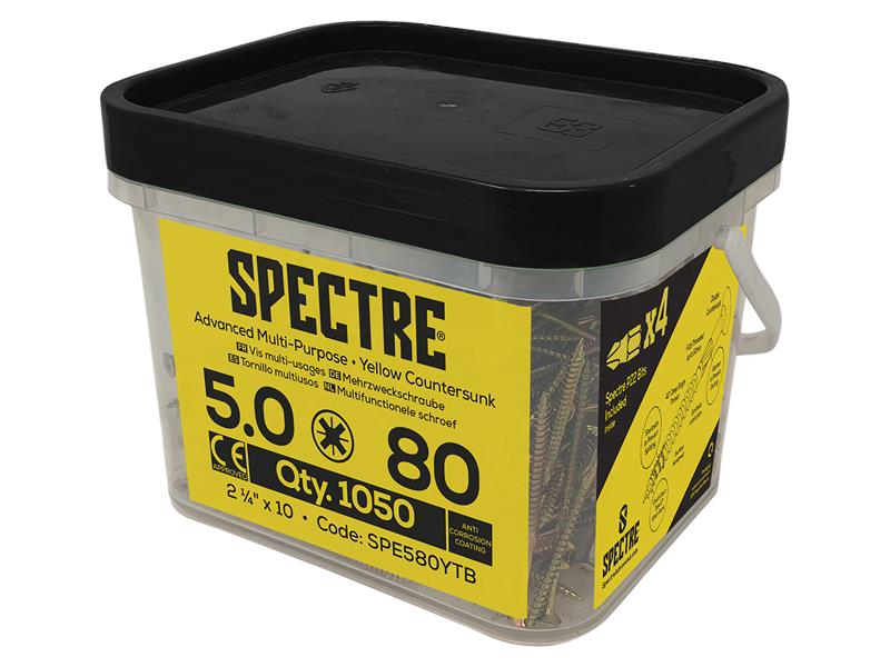 ForgeFix Spectre™ PZ Compatible Wood Screw CSK ZYP 5.0 x 80mm Mega Tub 1,050