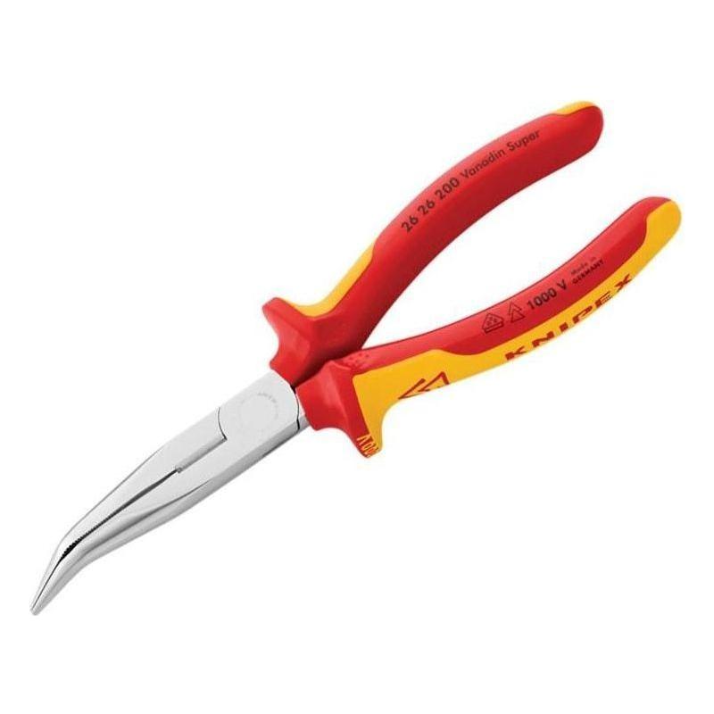 Knipex VDE Long Bent Snipe Nose Side Cutting Pliers 200mm Knipex - RockBottom Northampton