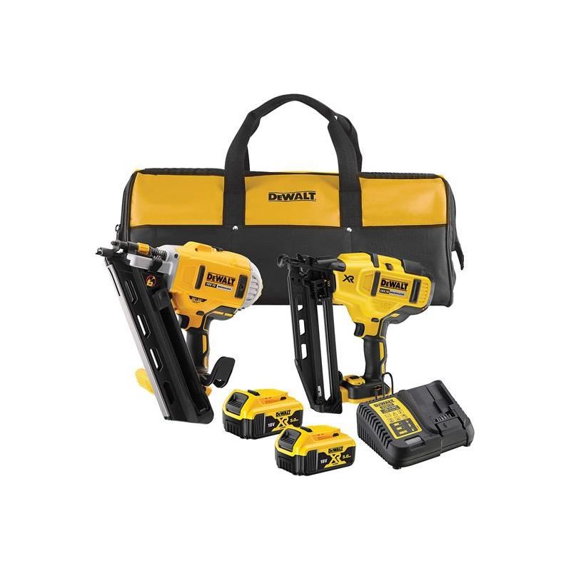Dewalt Power Tools DCK2046P2 Twin Nailer Kit 18V 2 x 5.0Ah Li-ion DeWALT Power Tools - RockBottom Northampton