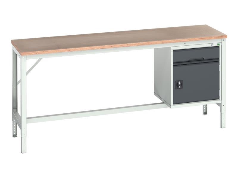 Bott Verso Bench with Cupboard + Drawer, mpx Top 2000 x 600mm