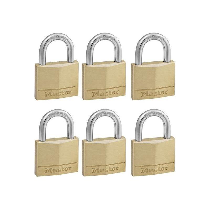 Master Lock Solid Brass 40mm Padlock 4-Pin - Keyed Alike x 6 Master Lock - RockBottom Northampton