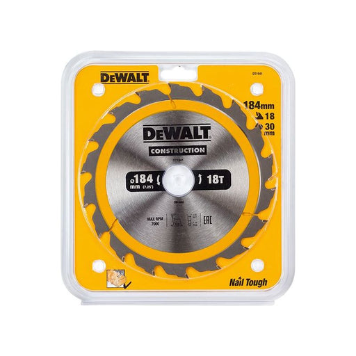 Dewalt Power Tools Portable Construction Circular Saw Blade 184 x 30mm x 18T DeWALT Power Tools - RockBottom Northampton