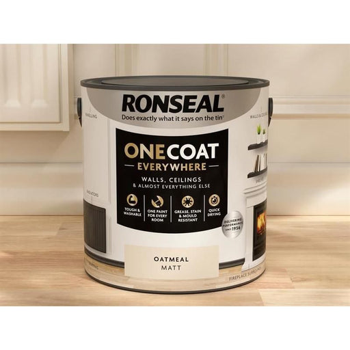 Ronseal One Coat Everywhere Interior Paint Oatmeal Matt 2.5 litre Ronseal - RockBottom Nothampton