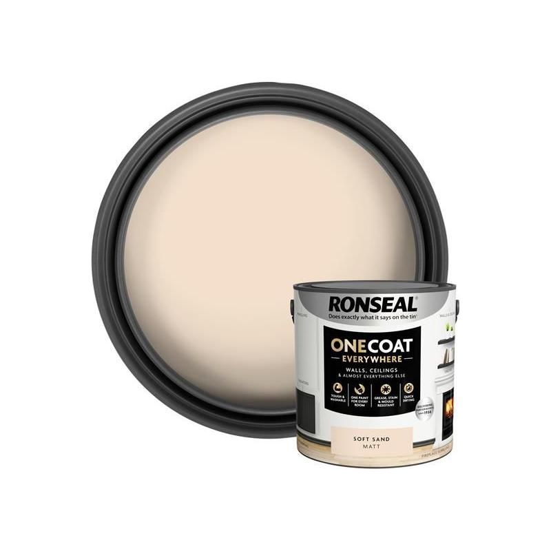 Ronseal One Coat Everywhere Interior Soft Sand Matt 2.5 litre Ronseal - RockBottom Nothampton