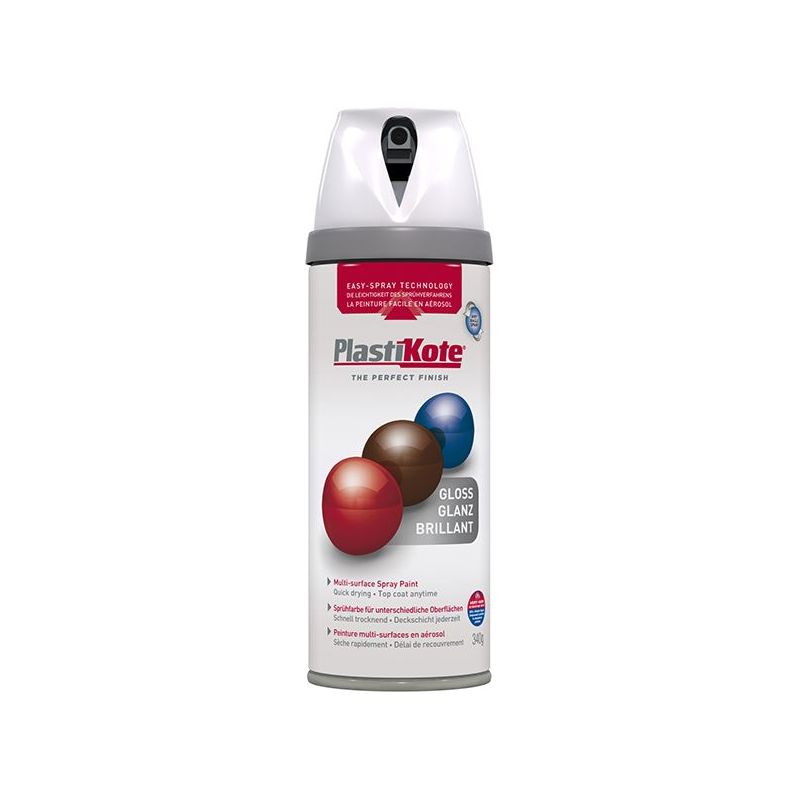 Plastikote Twist & Spray Gloss White 400ml PlastiKote - RockBottom Nothampton