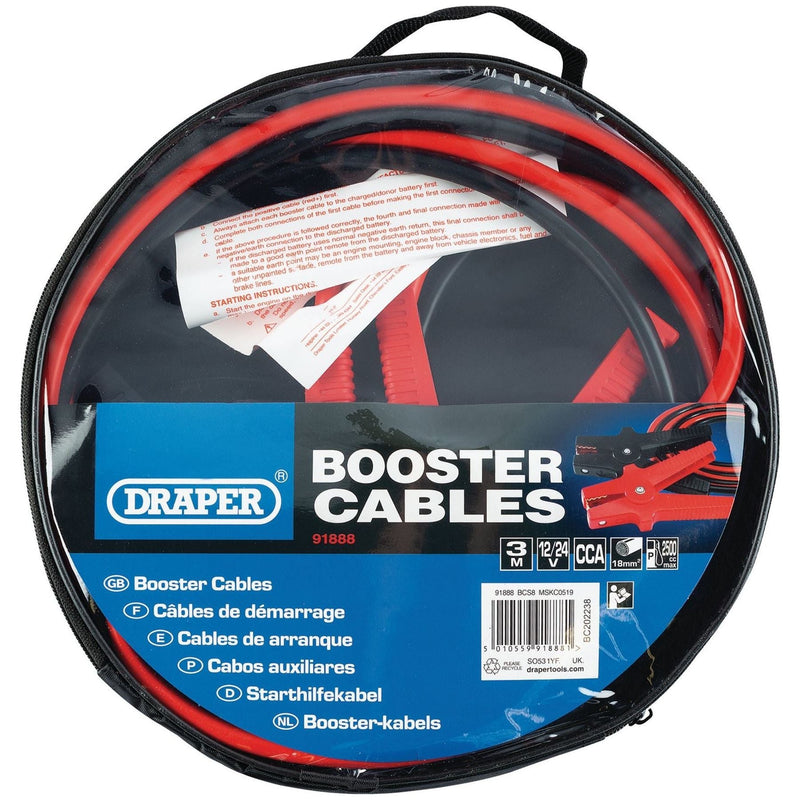 Draper Booster Cables, 3m x 18mm&sup2; 91888 Draper - Town Tools 