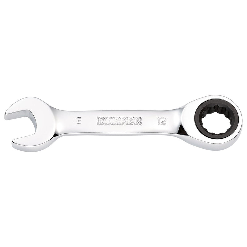 Draper Draper HI-TORQ Metric Stubby Ratchet Combination Spanner, 12mm Draper - Town Tools