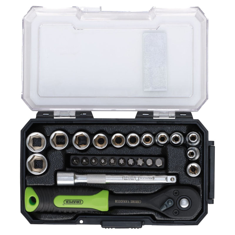 Draper Draper HI-TORQ Metric Socket and Bit Set, 1/4" Sq. Dr. (25 Piece) Draper - Town Tools