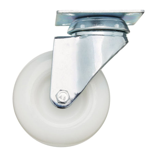 Draper Swivel Plate Fixing Nylon Wheel, 75mm Diameter, S.W.L. 70kg Draper - Town Tools