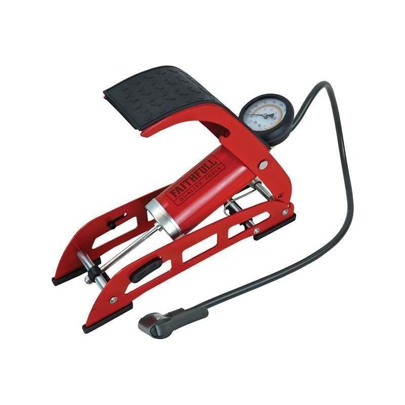 Faithfull Foot Pump Single Cylinder with Gauge Faithfull - RockBottom Northampton