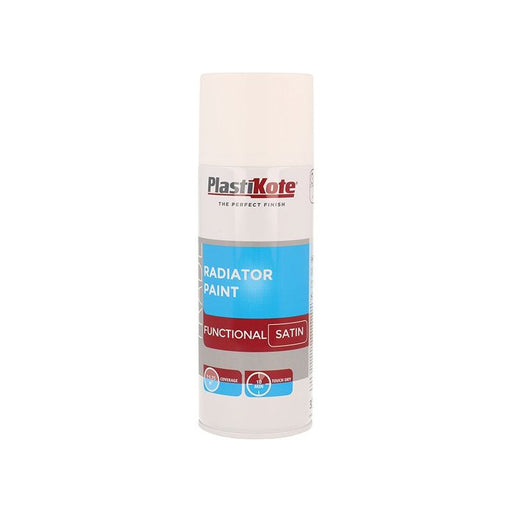 Plastikote Trade Radiator Spray Paint Satin White 400ml PlastiKote - RockBottom Nothampton