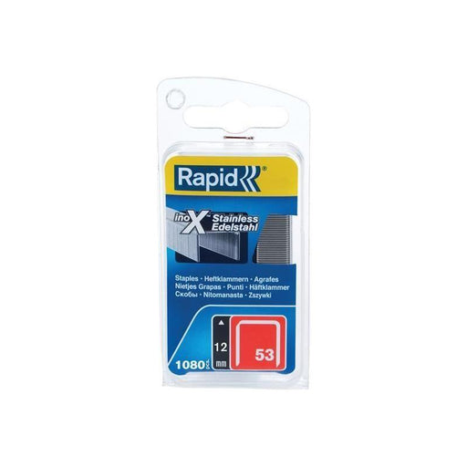 Rapid 53/12B 12mm Stainless Steel Fine Wire Staples (Box 1080) Rapid - RockBottom Nothampton
