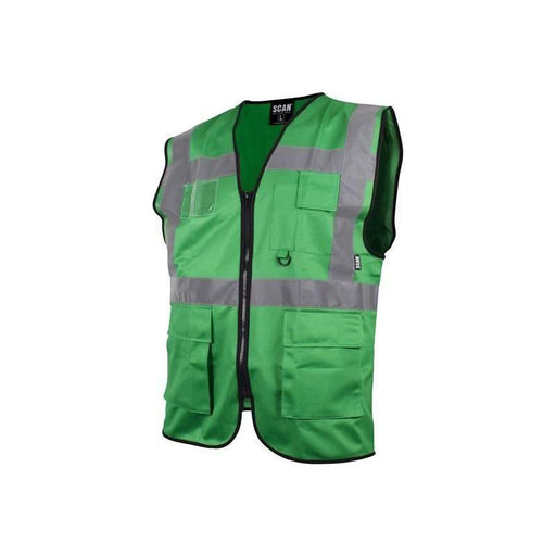 Scan Hi-Vis Utility Green Waistcoat - L (44in) Scan - RockBottom Nothampton