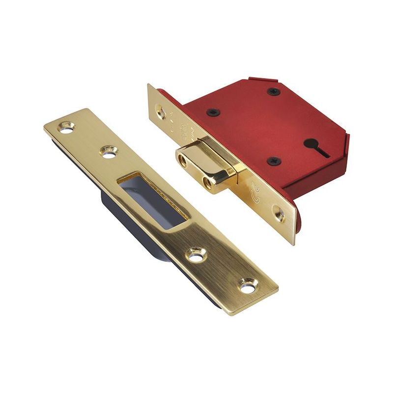 Union StrongBOLT 2103S 3 Lever Mortice Deadlock Polished Brass 68mm 2.5in Visi UNION - RockBottom Northampton